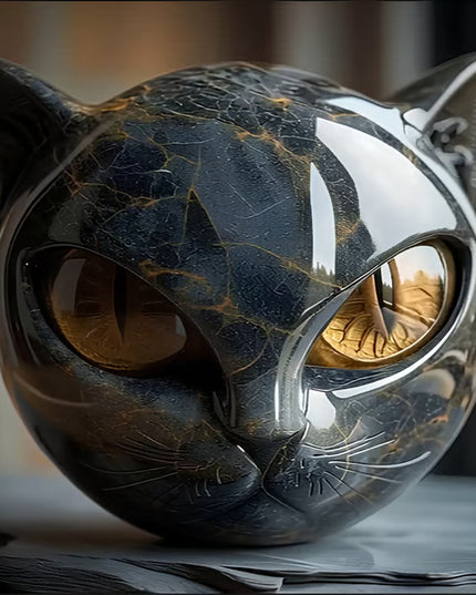 Torocky Luxury Black Cat Stone Sculpture