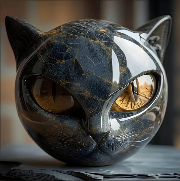 Torocky Luxury Black Cat Stone Sculpture