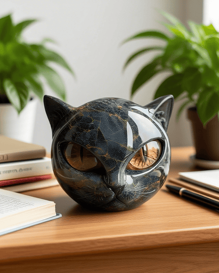 Torocky Luxury Black Cat Stone Sculpture