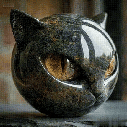 Torocky Luxury Black Cat Stone Sculpture