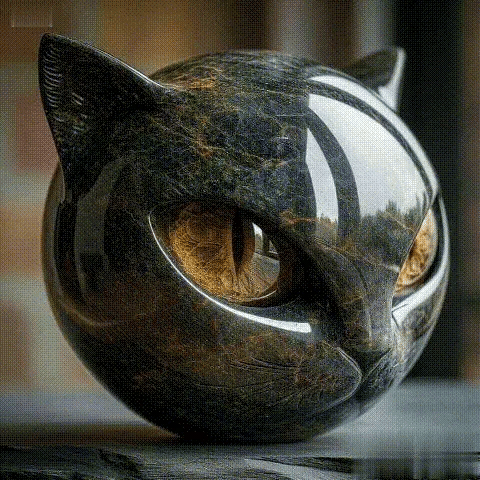 Torocky Luxury Black Cat Stone Sculpture