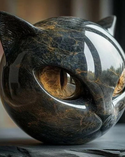 Torocky Luxury Black Cat Stone Sculpture