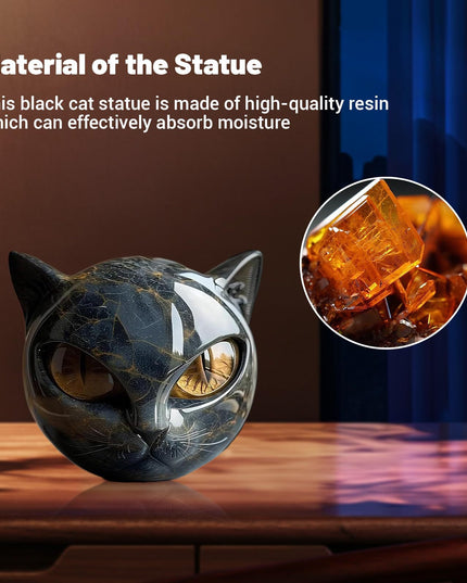 Torocky Luxury Black Cat Stone Sculpture