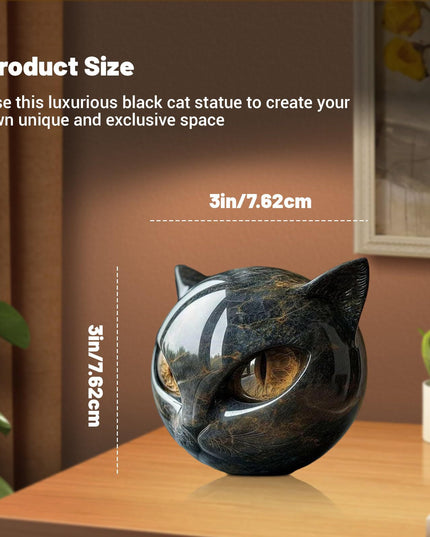 Torocky Luxury Black Cat Stone Sculpture